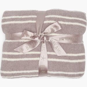 Barefoot Dreams CozyChic Double Striped Throw Blanket Beach Rock and Cream